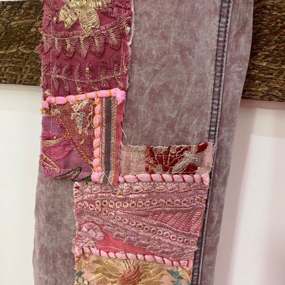 Nu Vintage - Bootcut jeans with patchwork detail in dusty Purple Sz … NWT - Picture 6 of 12